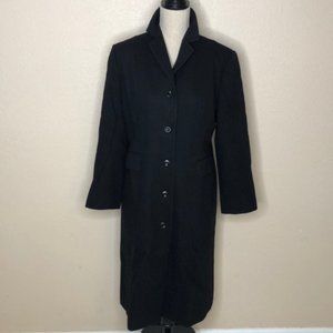 BROOKS 346 Solid Black Wool Blend Coat